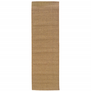 2' X 8' Tan Striped Stain Resistant Indoor Outdoor Area Rug - 606114572671 2' X 8' Tan Striped Stain Resistant Indoor Outdoor Area Rug - 606114572671