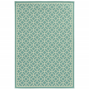 9' X 13' Blue Geometric Stain Resistant Indoor Outdoor Area Rug - 606114579946 9' X 13' Blue Geometric Stain Resistant Indoor Outdoor Area Rug - 606114579946