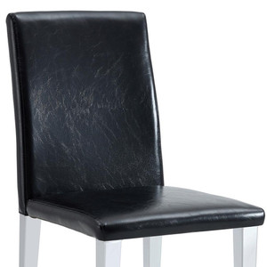 Set of Four Black and Silver Faux Leather and Metal Dining Side Chairs - Black, Silver