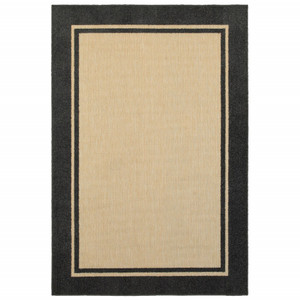 7' x 10' Sand and Black Border Indoor Outdoor Area Rug - 4512822764603 7' x 10' Sand and Black Border Indoor Outdoor Area Rug - 4512822764603