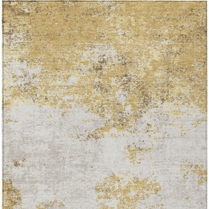 10' X 14' Gold Brown And Beige Abstract Washable Indoor Outdoor Area Rug - Gold, Brown, Beige