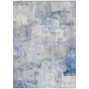 10' X 14' Denim Blue Gray And Ivory Abstract Washable Indoor Outdoor Area Rug