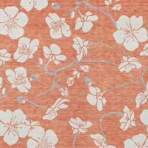 10' X 14' Coral Ivory And Gray Floral Washable Indoor Outdoor Area Rug