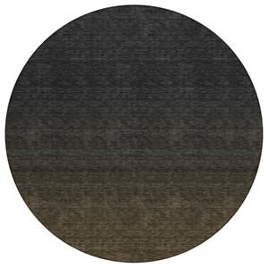 8' Gray And Brown Round Abstract Washable Indoor Outdoor Area Rug