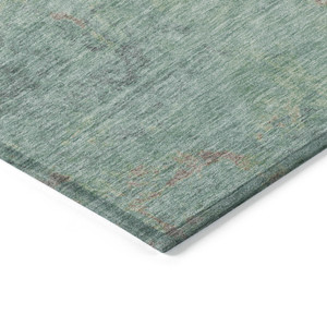 10' X 14' Pale Aqua And Taupe Abstract Washable Indoor Outdoor Area Rug