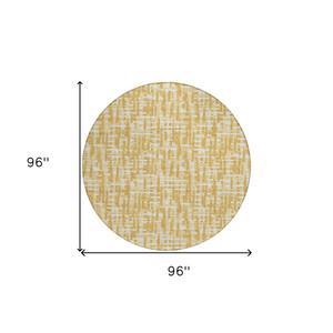 8' Gold Brown And Beige Round Abstract Washable Indoor Outdoor Area Rug Transitional Style - Gold, Brown, Beige Color