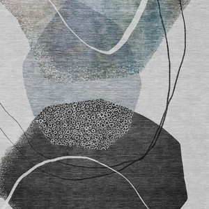 9' X 12' Ivory And Gray Abstract Washable Indoor Outdoor Area Rug - 880016791631