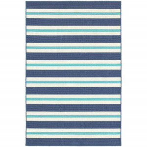 9' X 13' Blue Geometric Stain Resistant Indoor Outdoor Area Rug - 606114574989