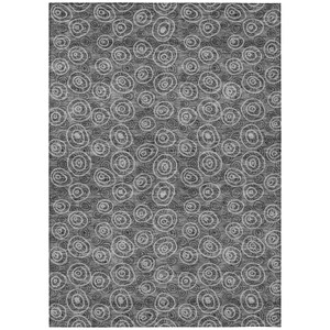 8' X 10' Gray Charcoal And Silver Geometric Washable Indoor Outdoor Area Rug - 608219250713