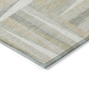 8' X 10' Ivory Beige And Gray Geometric Washable Indoor Outdoor Area Rug