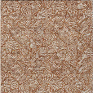 9' X 12' Copper And Beige Floral Washable Indoor Outdoor Area Rug - 608219190729