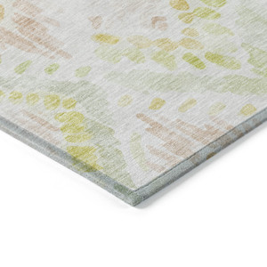 10' X 14' Pink Green And Beige Geometric Washable Indoor Outdoor Area Rug