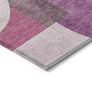 9' X 12' Blush And Mauve Geometric Washable Indoor Outdoor Area Rug