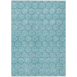 10' X 14' Teal Blue And Navy Blue Geometric Washable Indoor Outdoor Area Rug