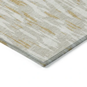 8' X 10' Gold And Ivory Abstract Washable Indoor Outdoor Area Rug Transitional Style - Gold, Ivory Color