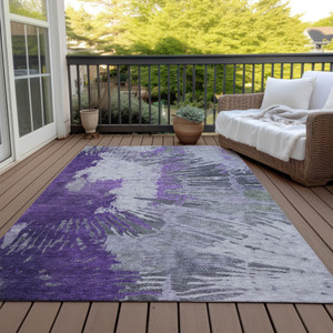 8' X 10' Purple Lilac And Eggplant Abstract Washable Indoor Outdoor Area Rug - 608219201630