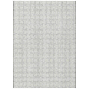 8' X 10' Silver And Gray Geometric Washable Indoor Outdoor Area Rug