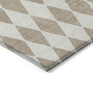 9' X 12' Taupe And Ivory Geometric Washable Indoor Outdoor Area Rug