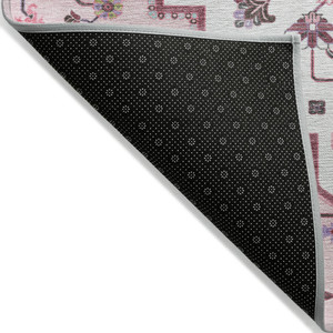 9' X 12' Pink Ivory And Gray Oriental Washable Indoor Outdoor Area Rug