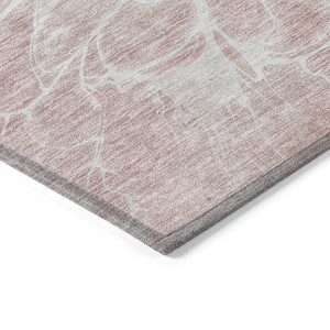 10' X 14' Pink Blush And Ivory Abstract Washable Indoor Outdoor Area Rug