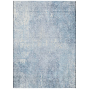 9' X 12' Sky Blue And Ivory Abstract Washable Indoor Outdoor Area Rug - Sky Blue, Ivory