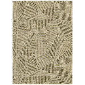 8' X 10' Khaki Brown And Beige Geometric Washable Indoor Outdoor Area Rug