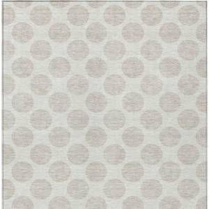 9' X 12' Ivory And Gray Polka Dot Washable Indoor Outdoor Area Rug