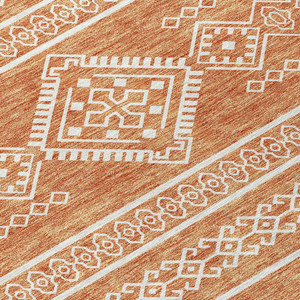 9' X 12' Copper And Ivory Southwestern Washable Indoor Outdoor Area Rug - Copper, Ivory