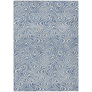 10' X 14' Denim Blue And Ivory Abstract Washable Indoor Outdoor Area Rug Transitional Style - Denim Blue, Ivory Color