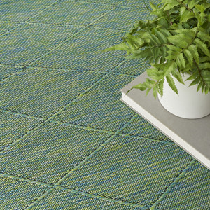 9' X 12' Blue And Green Geometric Indoor Outdoor Area Rug