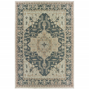 3' X 5' Grey Oriental Stain Resistant Indoor Outdoor Area Rug - 606114573135