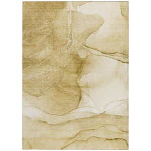 9' X 12' Beige Abstract Washable Non Skid Indoor Outdoor Area Rug - 608219214104