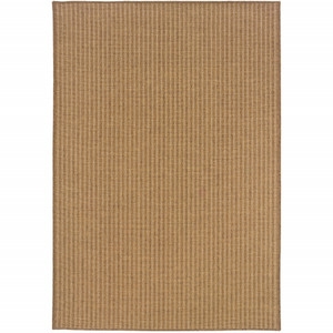 3' X 5' Tan Striped Stain Resistant Indoor Outdoor Area Rug - 606114572688