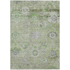 8' X 10' Mint Green And Gray Floral Washable Indoor Outdoor Area Rug
