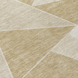 8' X 10' Beige Tan And Ivory Geometric Washable Indoor Outdoor Area Rug - Beige, Tan, Ivory