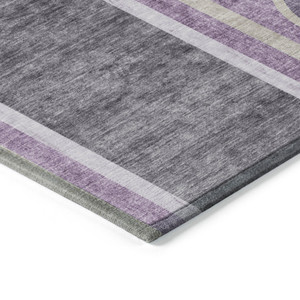 10' X 14' Purple and Black Abstract Washable Indoor Outdoor Area Rug