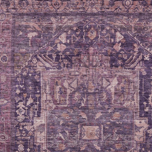 10' X 14' Eggplant Medallion Washable Indoor Outdoor Area Rug