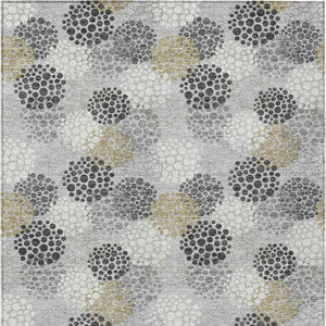 9' X 12' Gray Silver And Ivory Polka Dot Washable Indoor Outdoor Area Rug