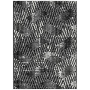 10' X 14' Black And Ivory Geometric Washable Indoor Outdoor Area Rug - 608219200312