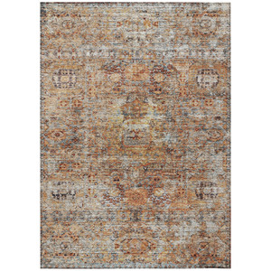 10' X 14' Coral Terra Cotta And Beige Floral Washable Indoor Outdoor Area Rug