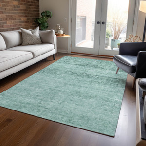 8' X 10' Aqua And Teal Blue Medallion Washable Indoor Outdoor Area Rug