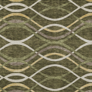 10' X 14' Olive Green Fern Green And Ivory Abstract Washable Indoor Outdoor Area Rug