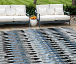 8' X 10' Gray Charcoal And Silver Southwestern Washable Indoor Outdoor Area Rug