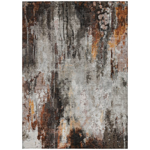 8' X 10' Gray Rust And Ivory Abstract Washable Indoor Outdoor Area Rug