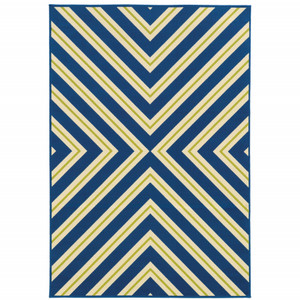 3' X 5' Navy Geometric Stain Resistant Indoor Outdoor Area Rug - 606114577119 3' X 5' Navy Geometric Stain Resistant Indoor Outdoor Area Rug - 606114577119