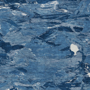 10' X 14' Navy Blue And Blue Abstract Washable Indoor Outdoor Area Rug