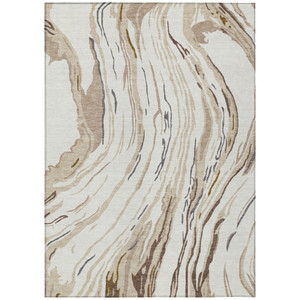 9' X 12' Ivory Beige And Brown Abstract Washable Indoor Outdoor Area Rug - Ivory, Beige, Brown