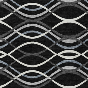 9' X 12' Black Gray And Ivory Abstract Washable Indoor Outdoor Area Rug