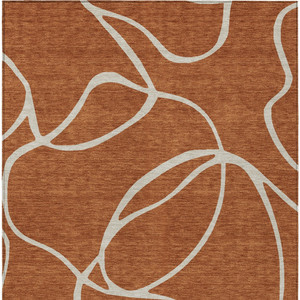 9' X 12' Copper And Ivory Abstract Washable Indoor Outdoor Area Rug