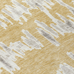 8' X 10' Gold Gray And Ivory Striped Washable Indoor Outdoor Area Rug - 608219088422